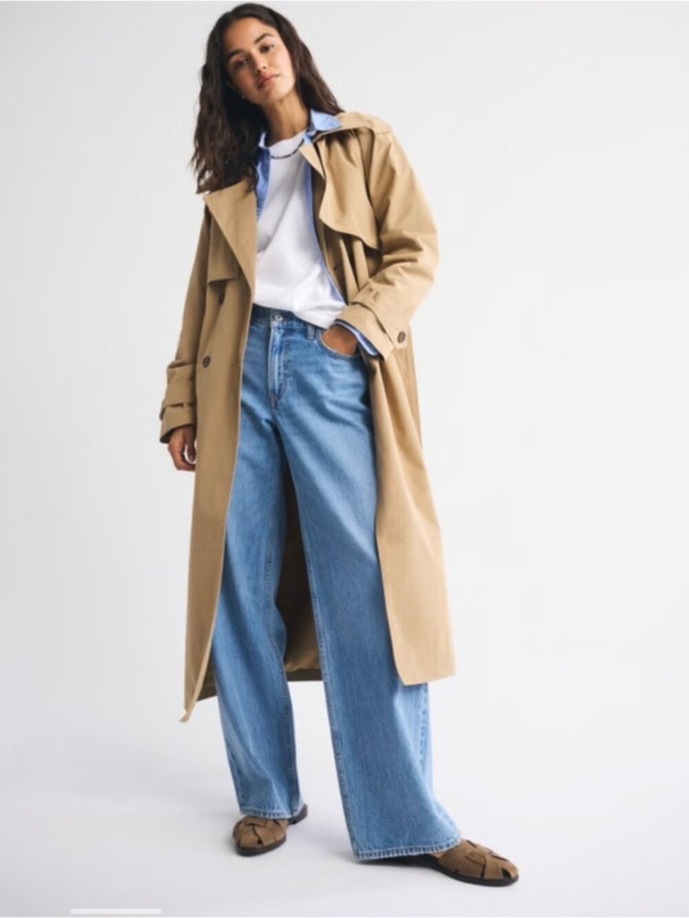 Abercrombie Camel Full Length Trench